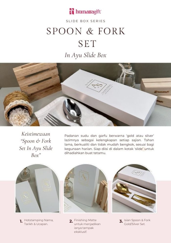 Spoon & Fork Set In Ayu Slide Box - Image 3
