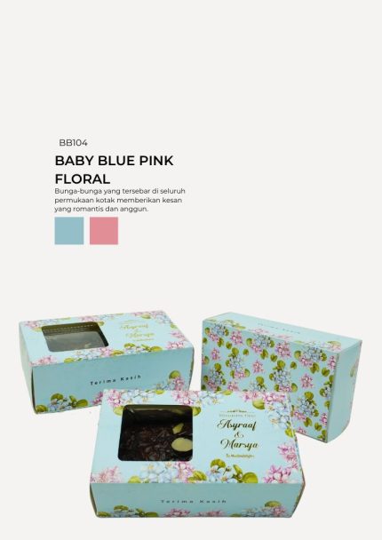 Brownies Almond In Bertha Box - Baby Blue Pink Floral
