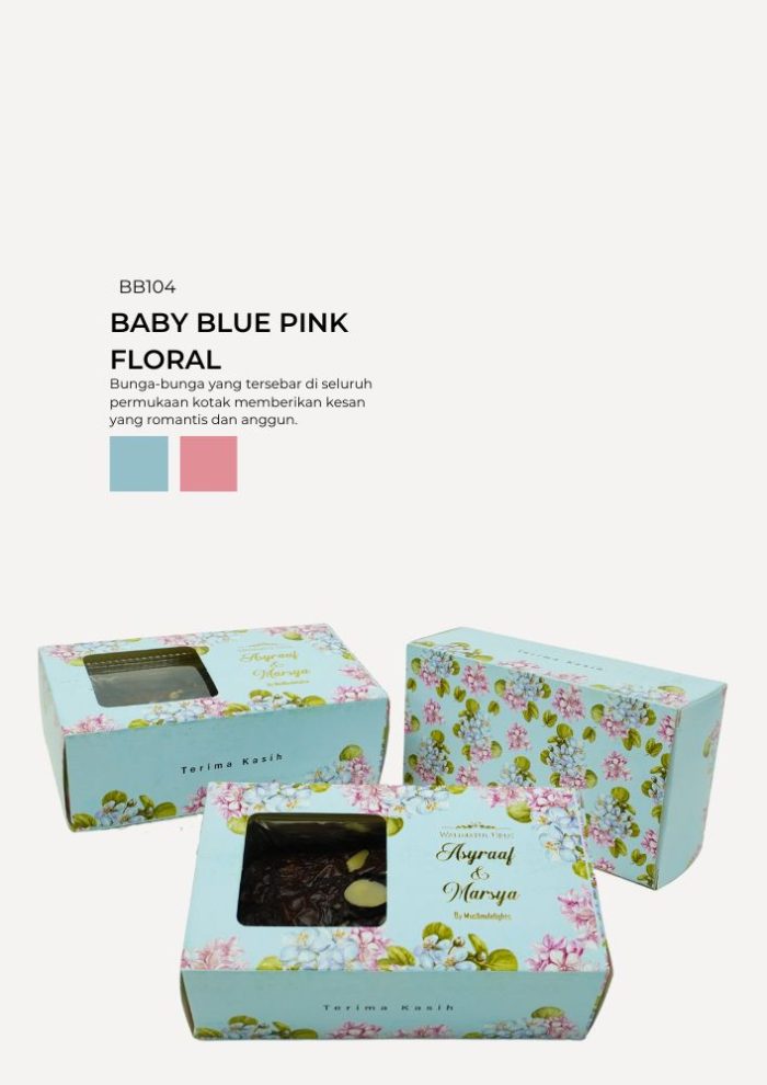 Brownies Almond In Bertha Box - Baby Blue Pink Floral - Image 1