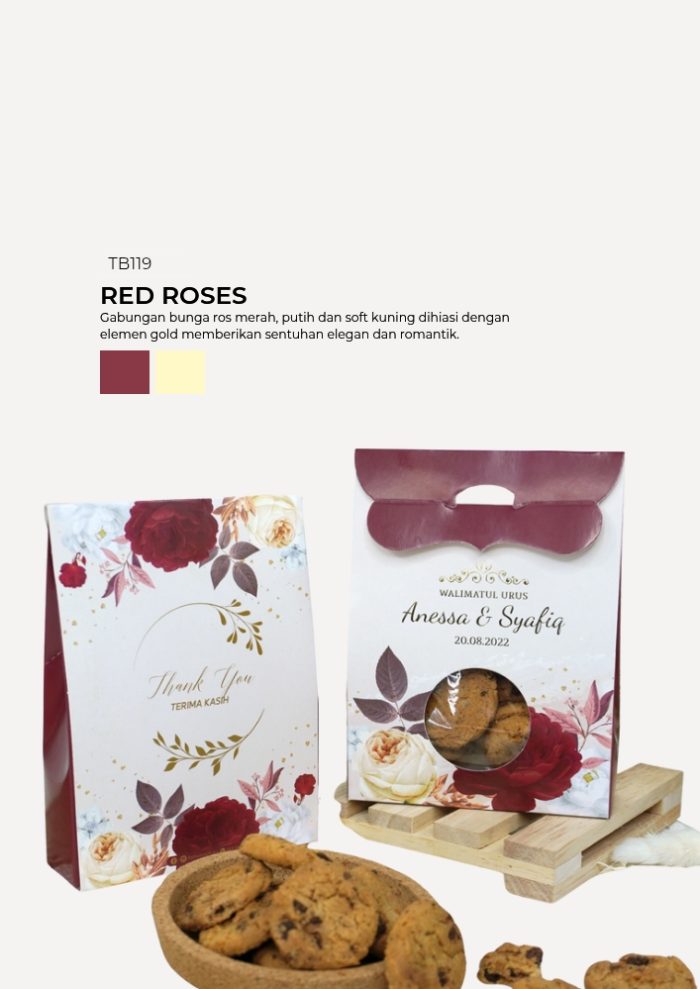Chip Cookies 8pcs In Turin Box - Red Roses - Image 1