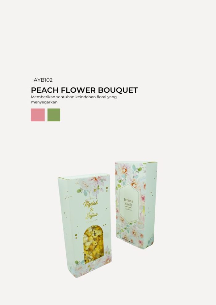 Caramel Popcorn In Aydin Box - Peach Flower Bouquet - Image 1