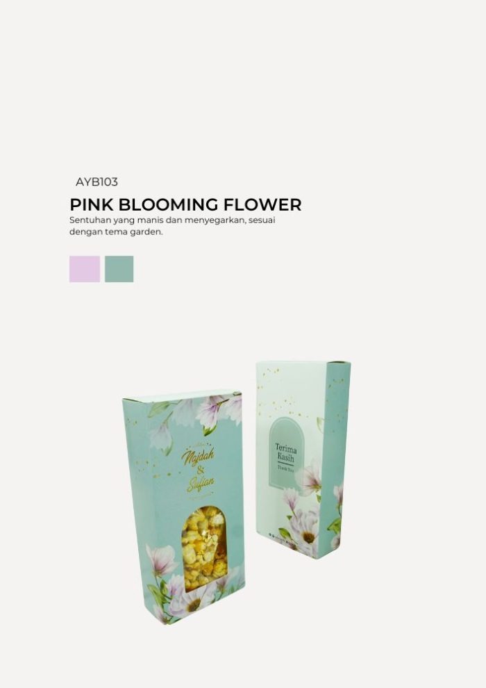 Caramel Popcorn In Aydin Box - Pink Blooming Flower - Image 1