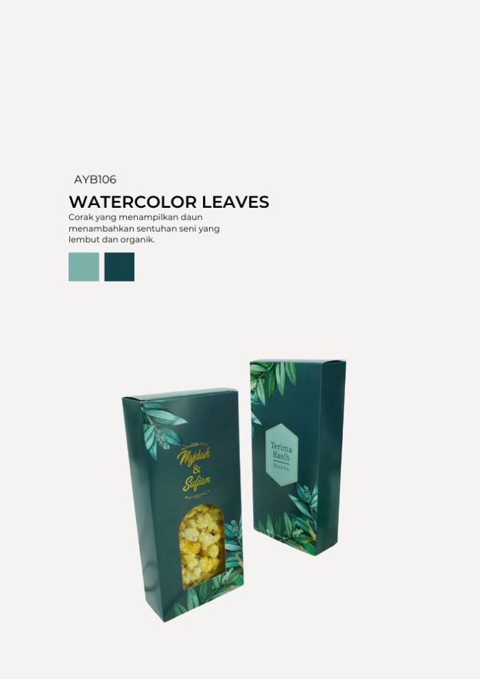 Caramel Popcorn In Aydin Box - Watercolor Leaves - Image 1