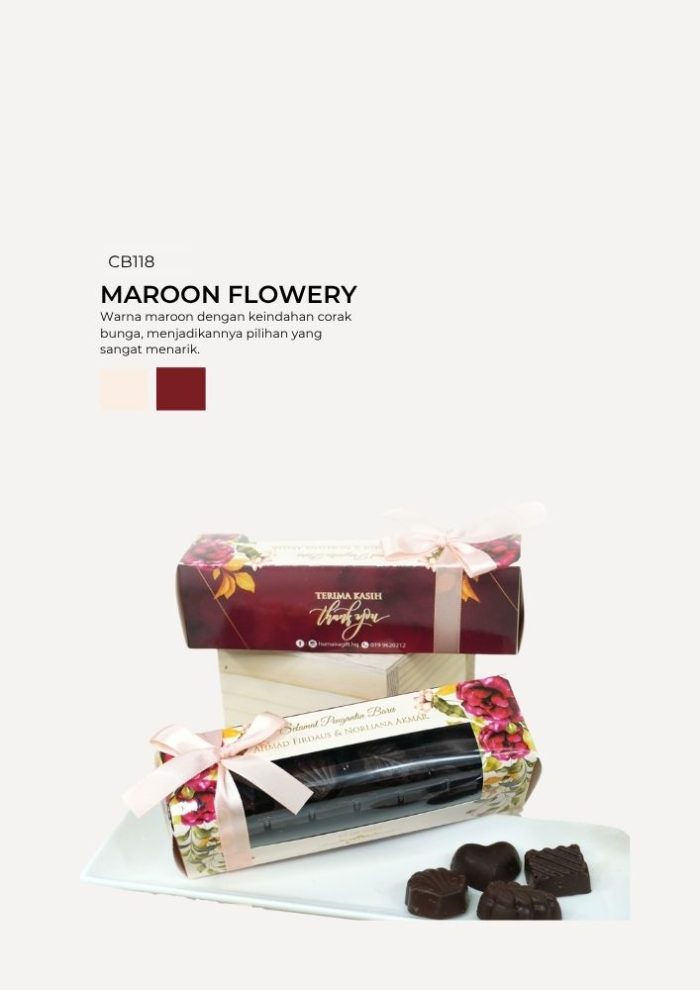 Praline Chocolate in Cabana Box- Maroon Flowery - Image 1