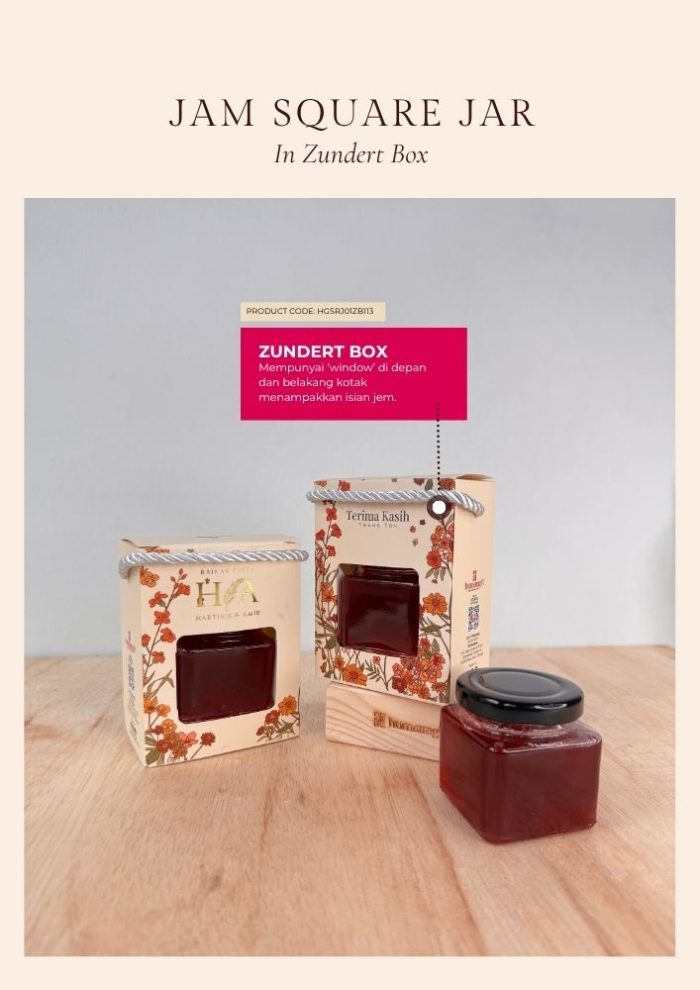 Jam Square Jar In Zundert Box - Black Gold Songket - Image 2