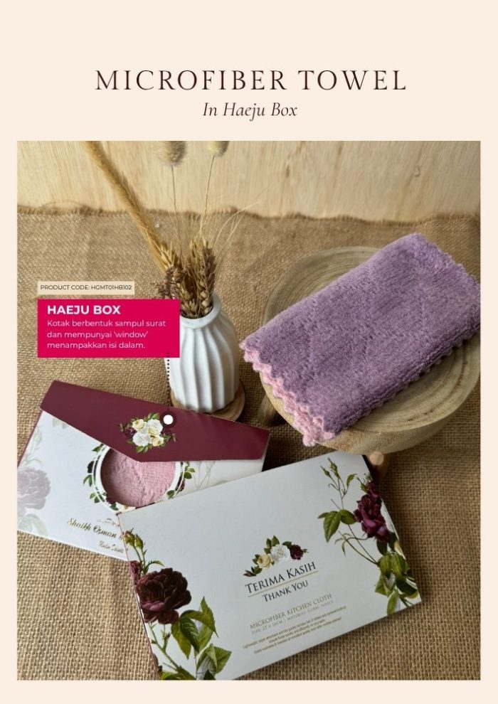 Microfiber Towel In Haeju Box - Elegant Purple - Image 2