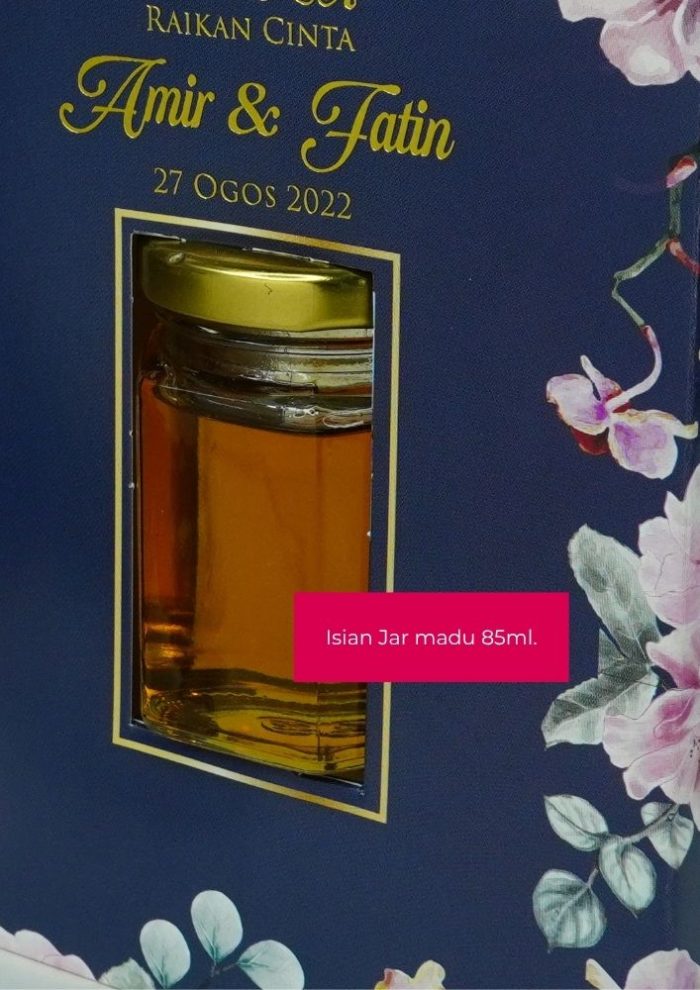 Honey Hexagon Jar In Modena Box - Pink Floral - Image 7
