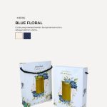 Honey Hexagon Jar In Modena Box - Blue Floral