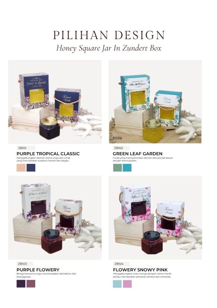 Honey Square Jar In Zundert Box - Baby Blue Songket - Image 11