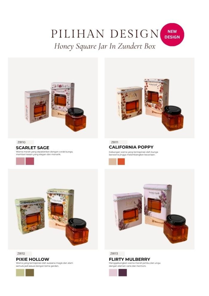 Honey Square Jar In Zundert Box - Baby Blue Songket - Image 13