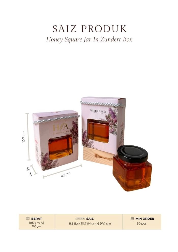 Honey Square Jar In Zundert Box - Baby Blue Songket - Image 5