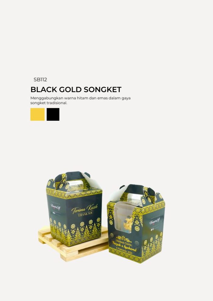 Muffin Choc Chip In Savonnah Box - Black Gold Songket - Image 1