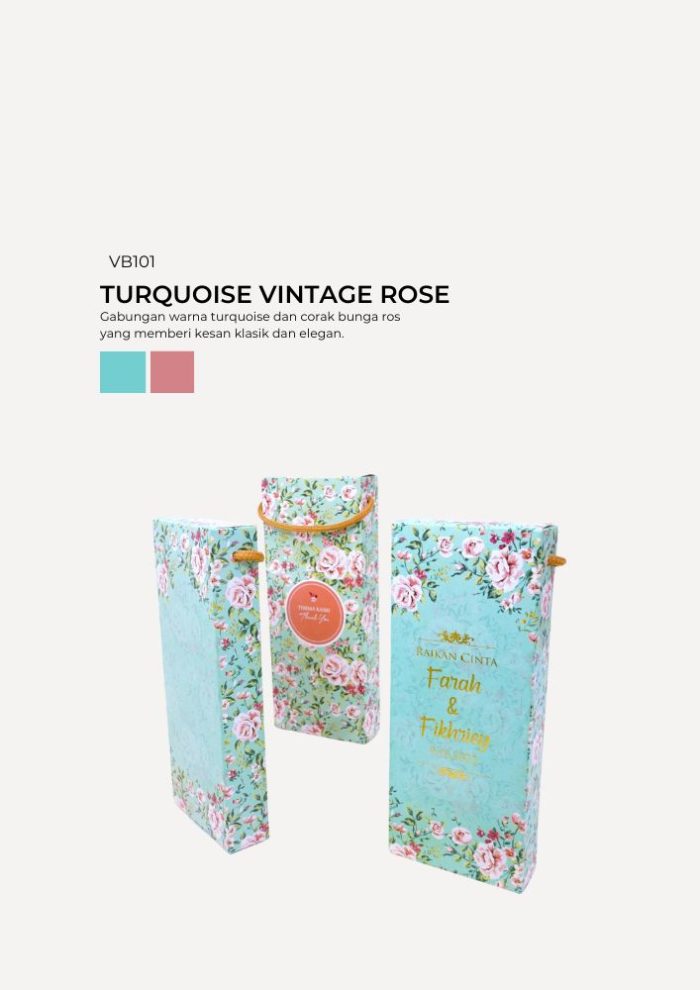 Spoon & Fork In Venice Box - Turqoise Vintage Rose - Image 1