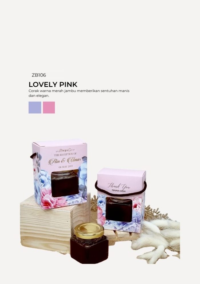 Honey Square Jar In Zundert Box - Lovely Pink - Image 1