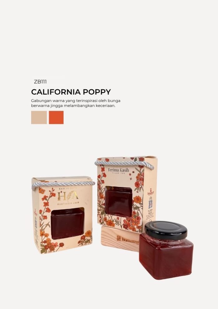 Jam Square Jar In Zundert Box - California Poppy - Image 1