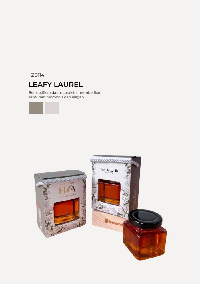 Honey Square Jar In Zundert Box - Leafy Laurel - Image 1