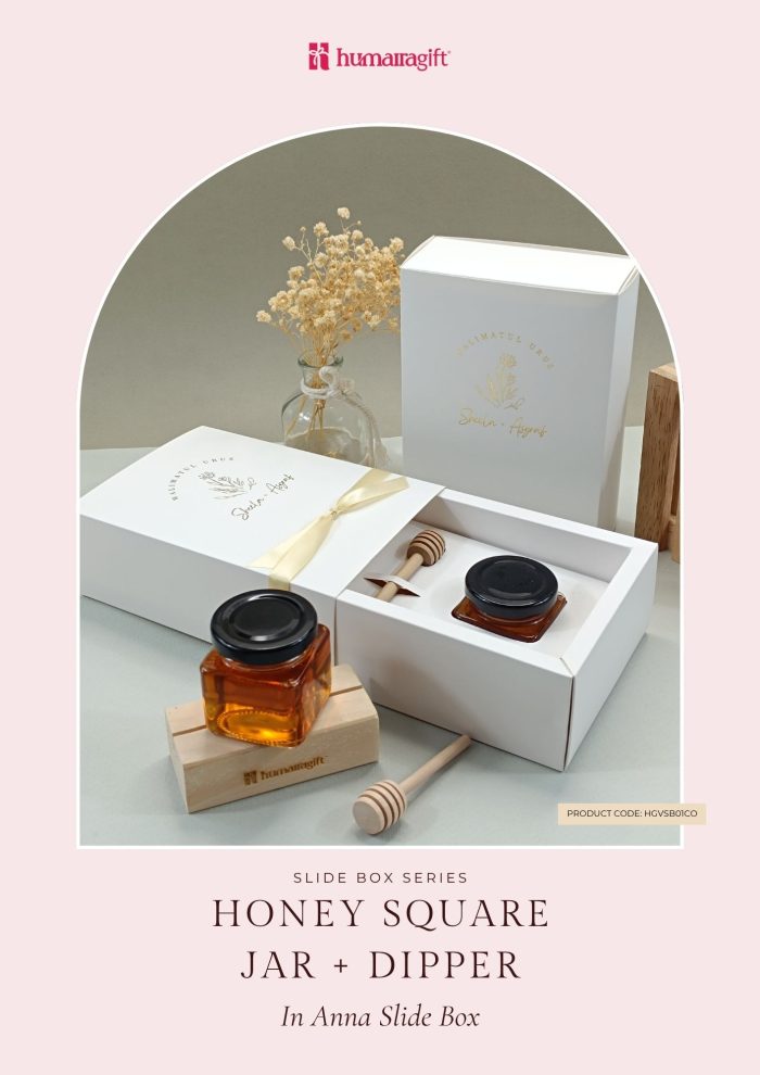 Honey Square Jar + Dipper In Anna Slide Box - Image 1