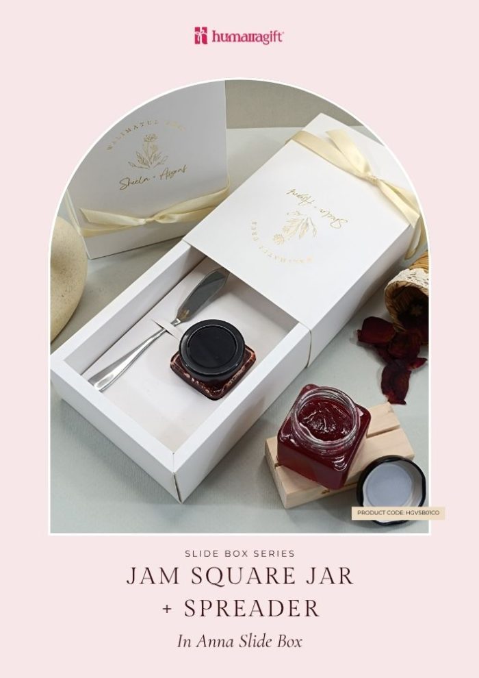 Jam Square Jar + Spreader In Anna Slide Box - Image 1