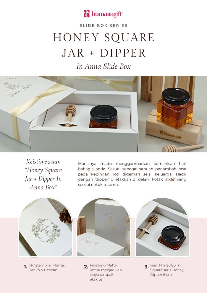 Honey Square Jar + Dipper In Anna Slide Box - Image 3