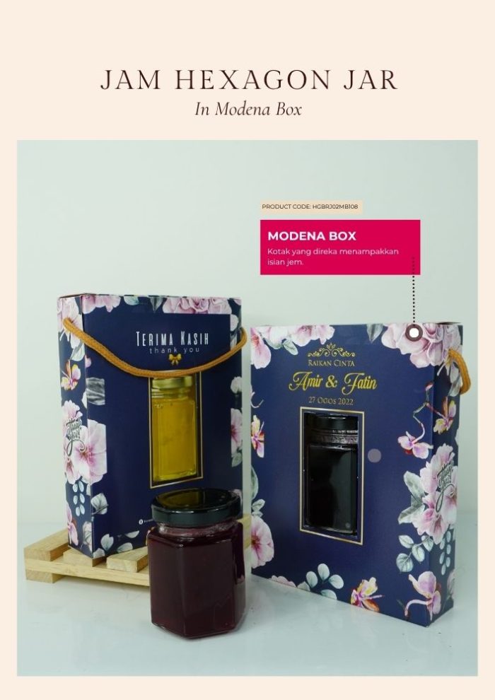 Jam Hexagon Jar In Modena Box - Peach Floral - Image 2