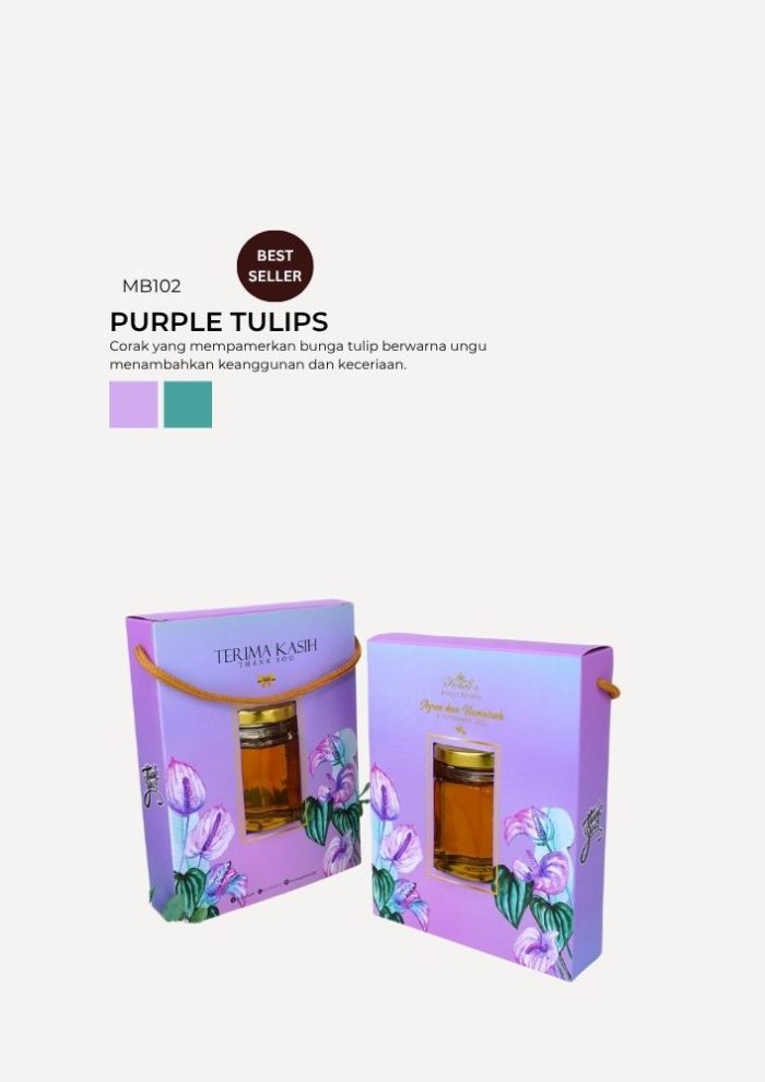 Jam Hexagon Jar In Modena Box - Purple Tulips - Image 1