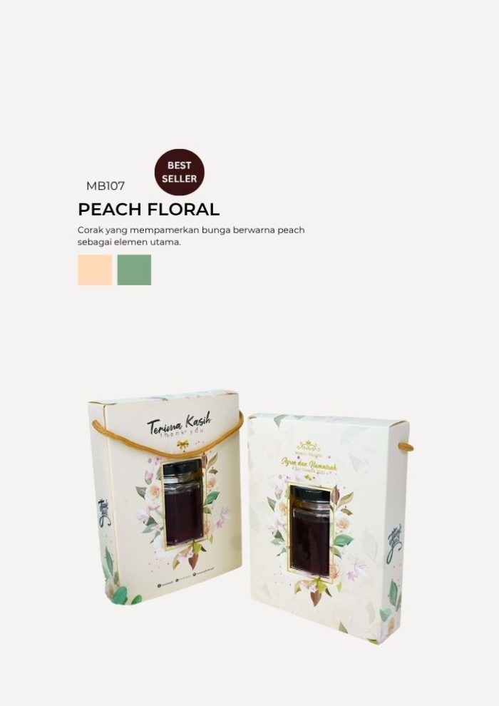 Jam Hexagon Jar In Modena Box - Peach Floral - Image 1