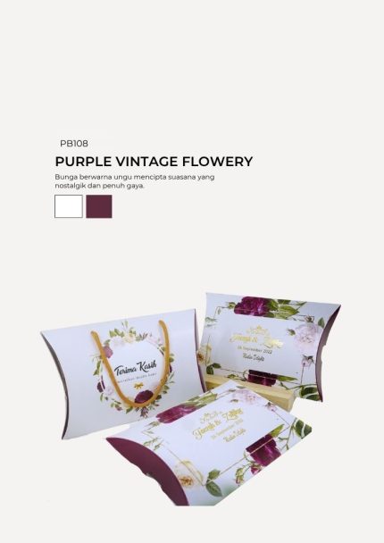 Chip Cookies In Pillow Box - Purple Vintage Flowery