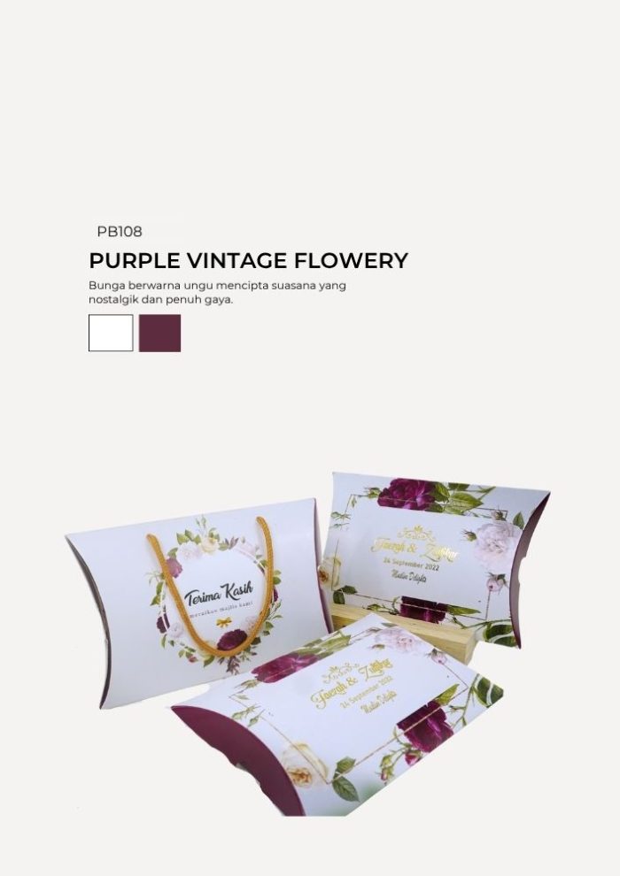 Chip Cookies In Pillow Box - Purple Vintage Flowery - Image 1