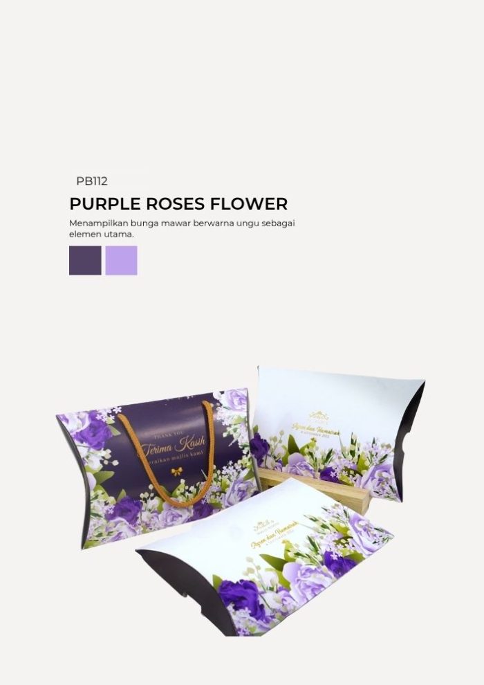 Chip Cookies In Pillow Box - Purple Roses Flowery - Image 1