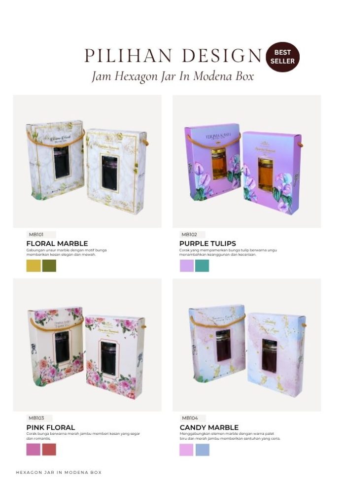 Jam Hexagon Jar In Modena Box - Peach Floral - Image 11