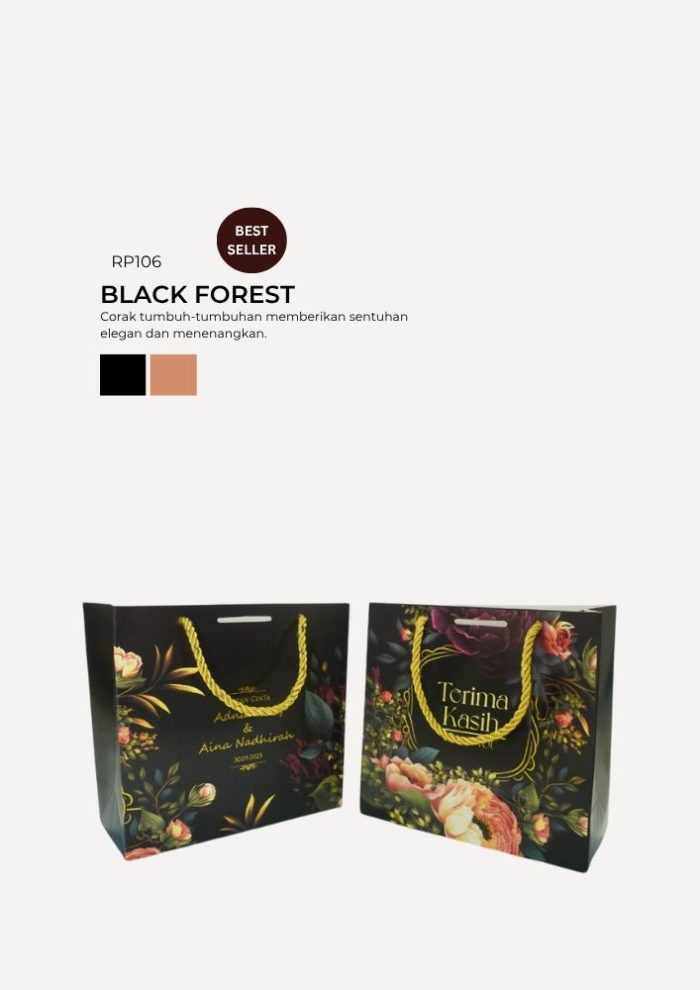 Floral Paper Bag - Black Forest - Image 1