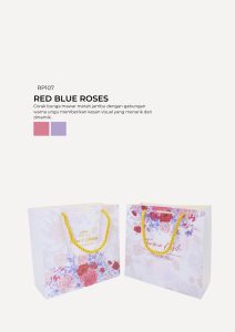 Floral Paper Bag - Red Blue Roses