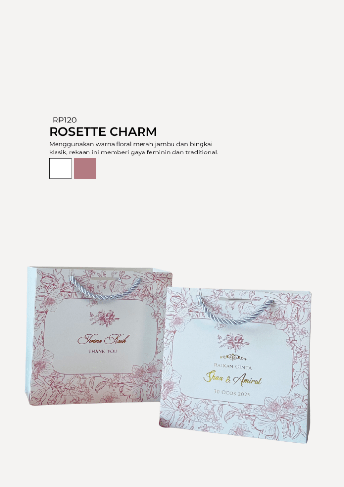 Floral Paper Bag - Rosette Charm - Image 1