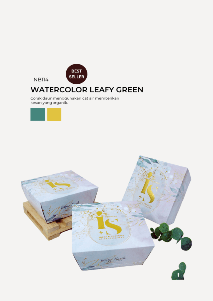 Choc Moist In Nara Box - Watercolor Leafy Green